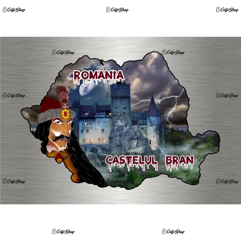 Harta, romania, castelul bran, magnet frigider mgs002